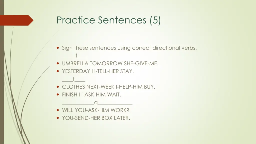 practice sentences 5