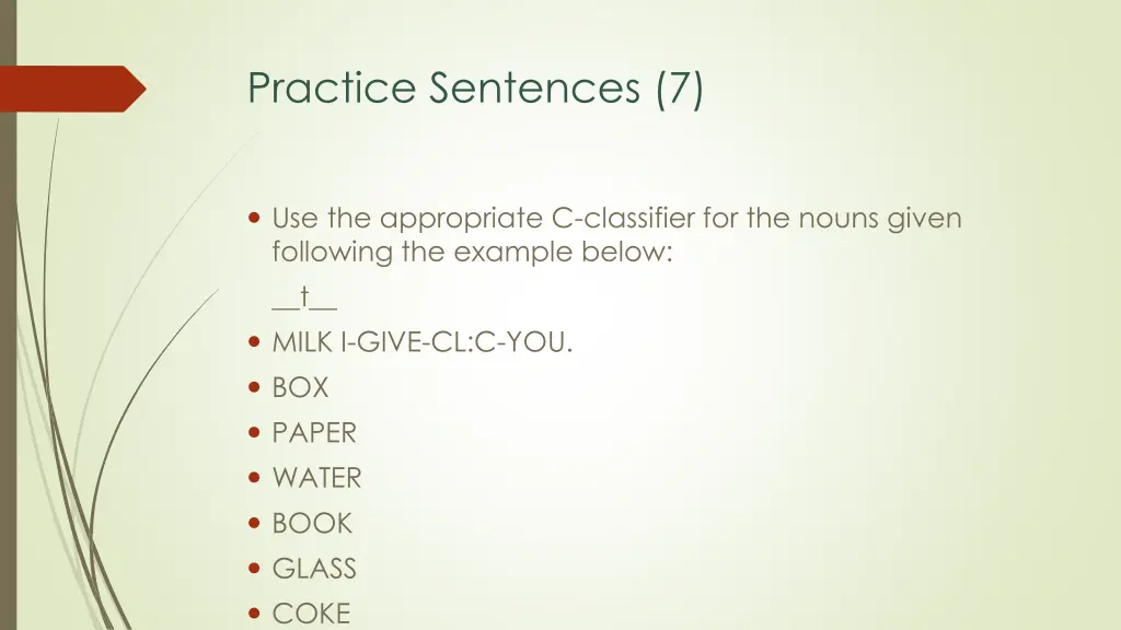 practice sentences 7