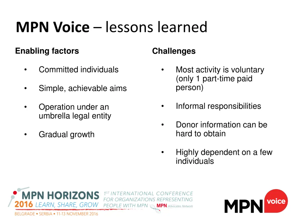 mpn voice lessons learned