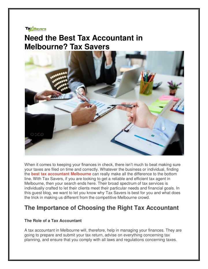 need the best tax accountant in melbourne