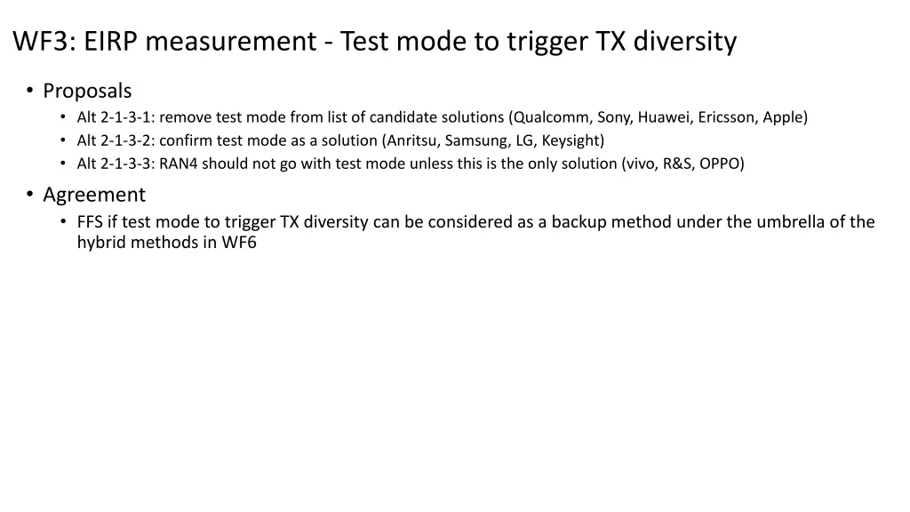 wf3 eirp measurement test mode to trigger