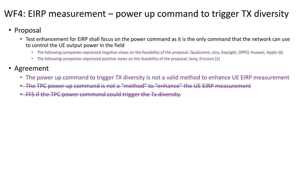 wf4 eirp measurement power up command to trigger