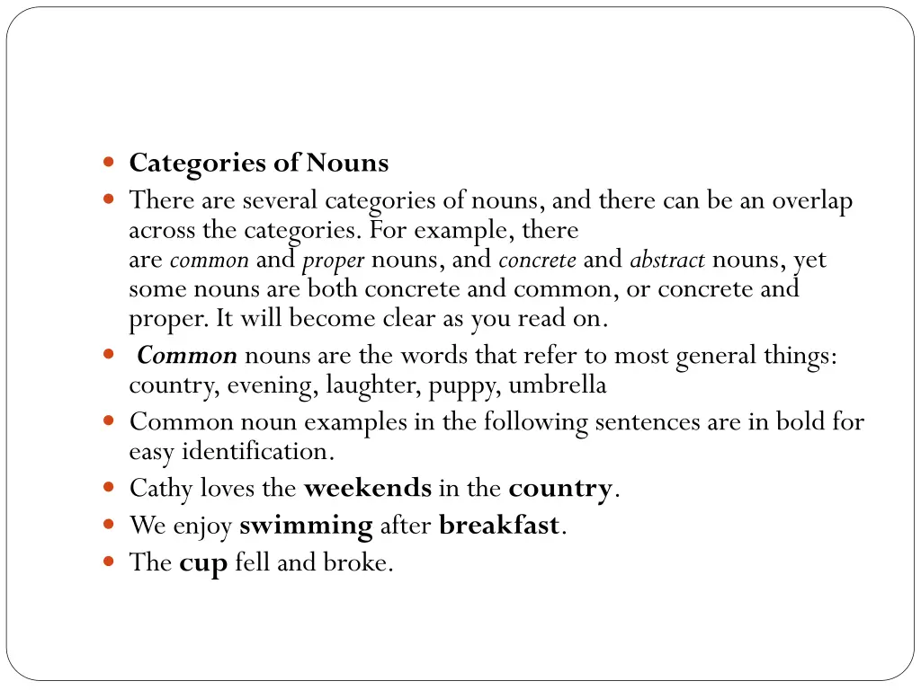 categories of nouns there are several categories 1