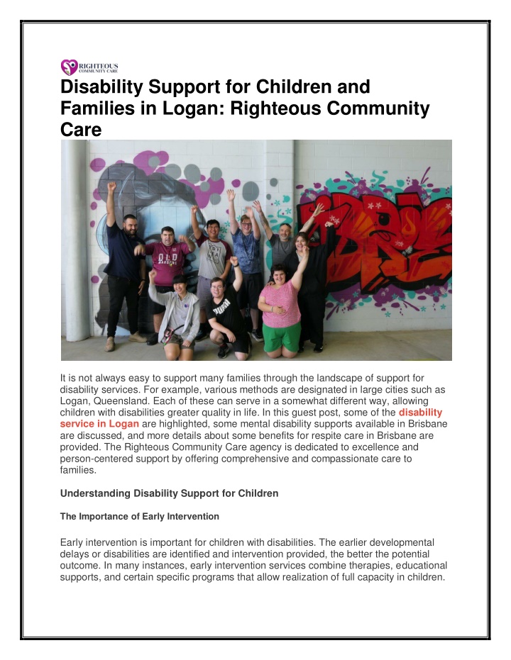 disability support for children and families