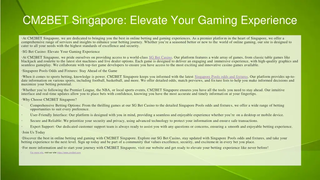 cm2bet singapore elevate your gaming experience