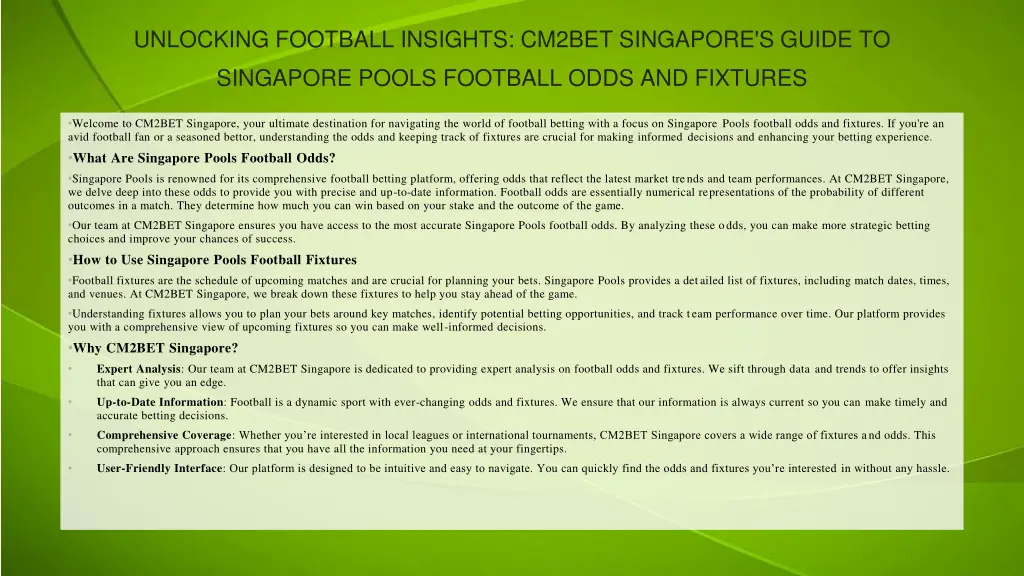 unlocking football insights cm2bet singapore