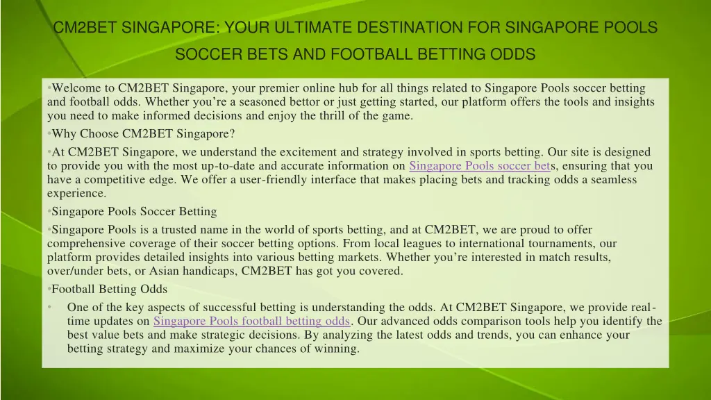 cm2bet singapore your ultimate destination