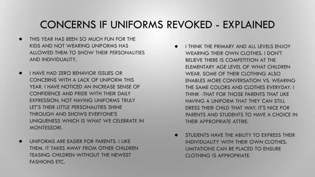 concerns if uniforms revoked explained 1