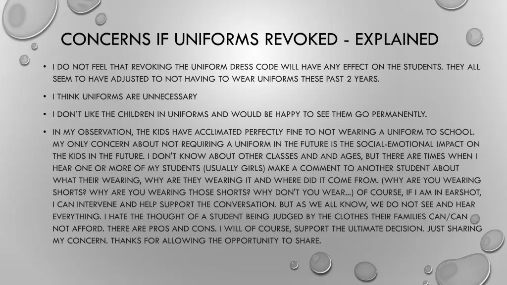 concerns if uniforms revoked explained