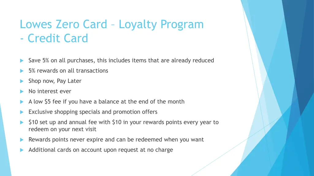 lowes zero card loyalty program credit card