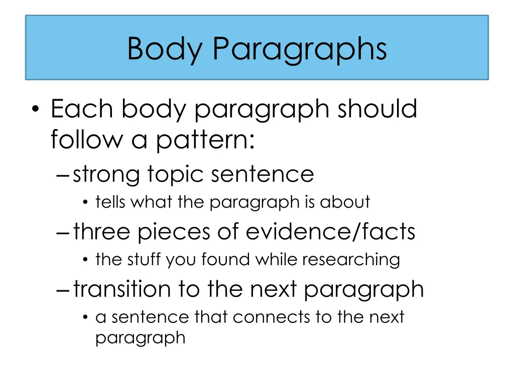 body paragraphs