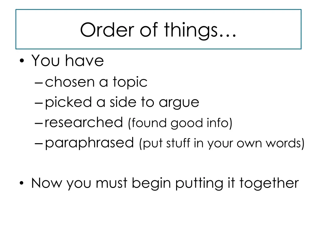 order of things