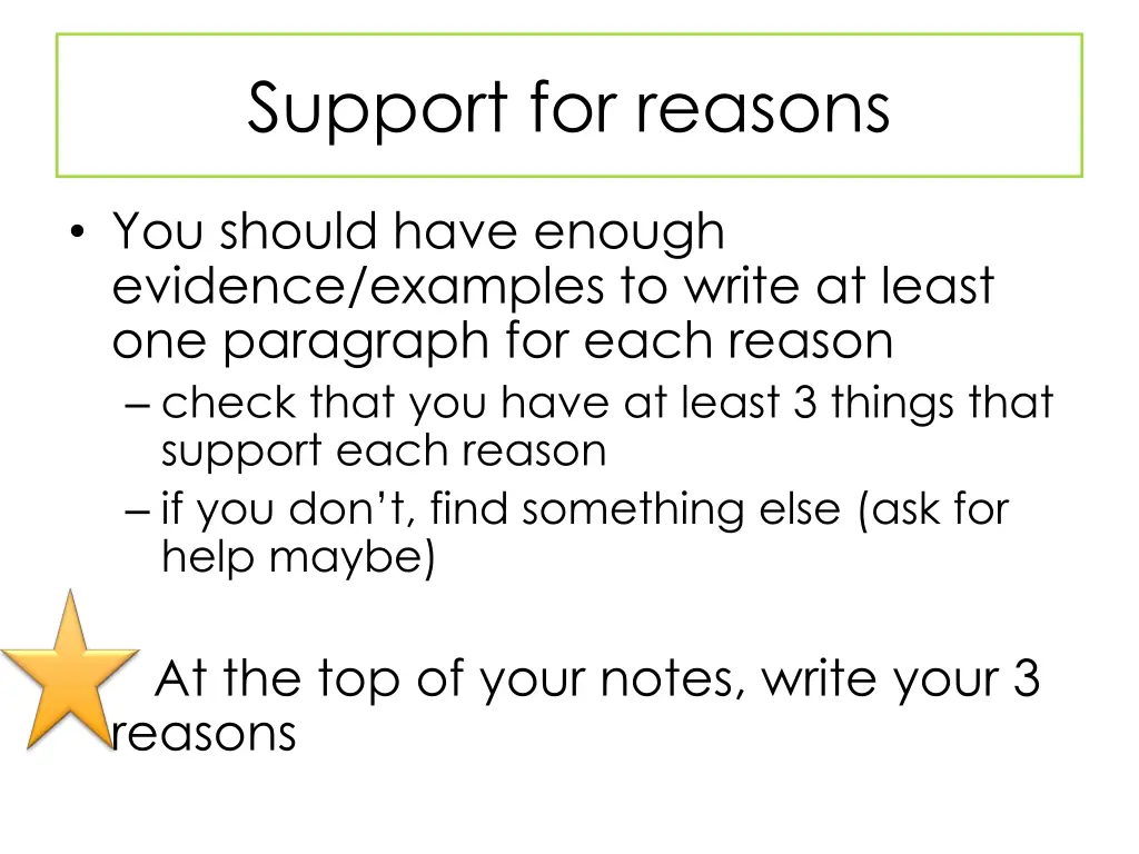 support for reasons