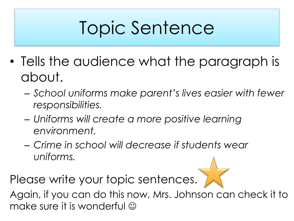 topic sentence