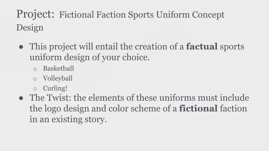 project fictional faction sports uniform concept