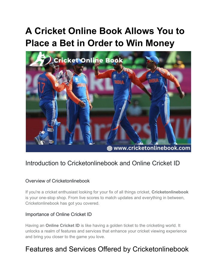 a cricket online book allows you to place