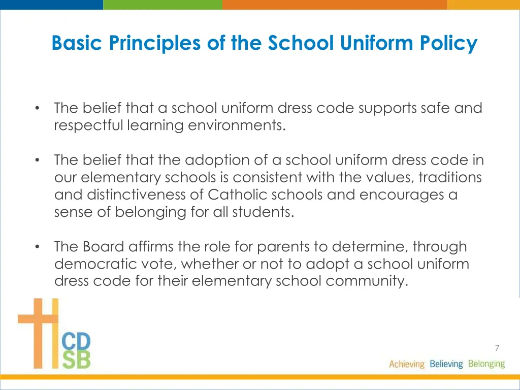 basic principles of the school uniform policy