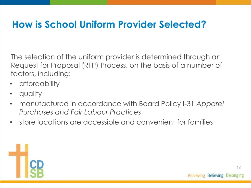 how is school uniform provider selected