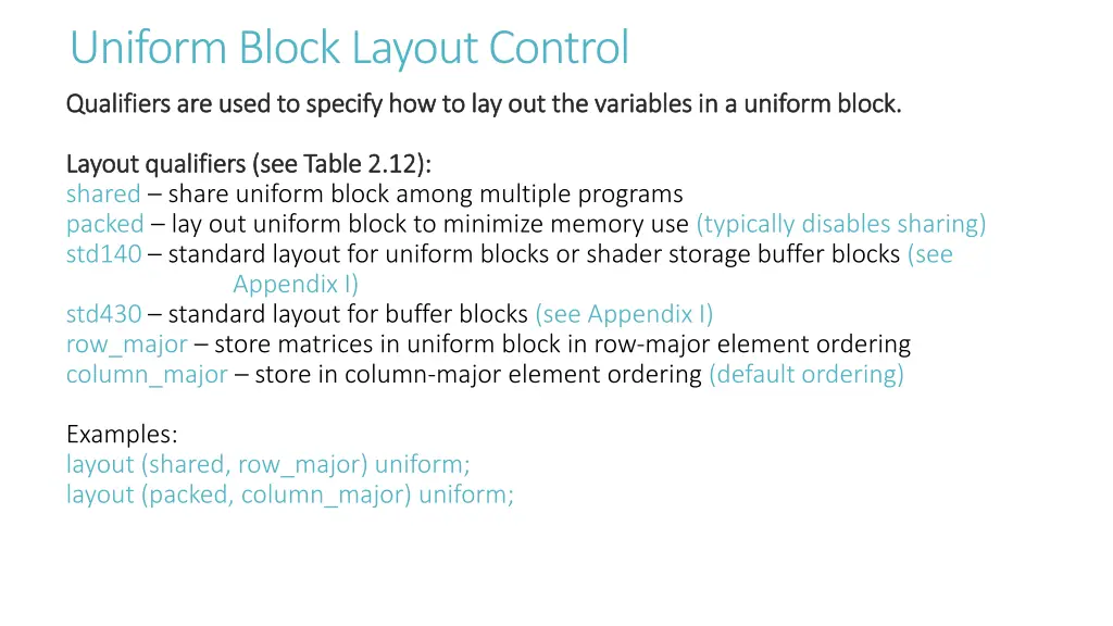 uniform block layout control