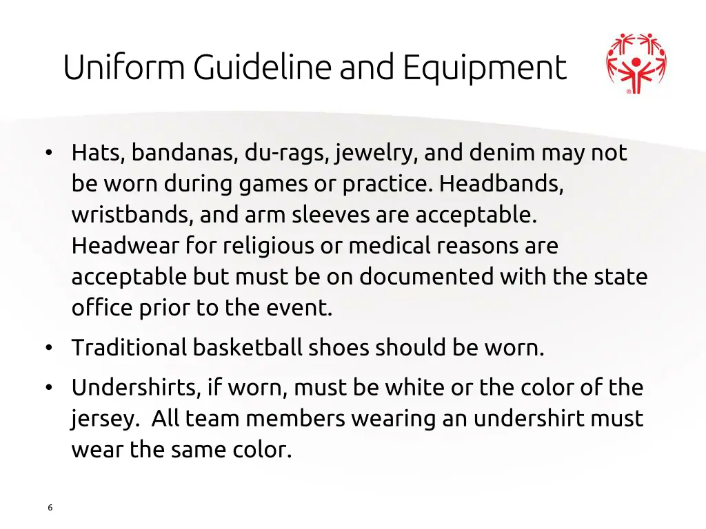 uniform guideline and equipment