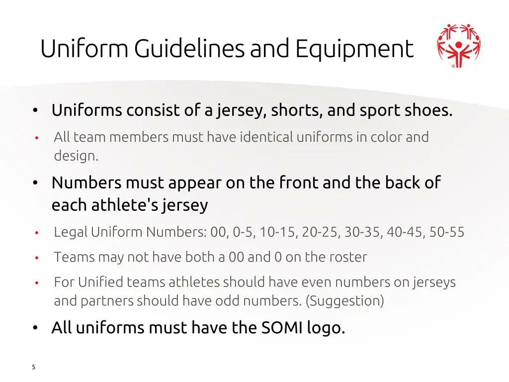 uniform guidelines and equipment