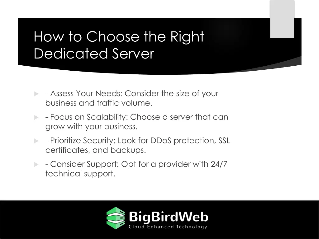 how to choose the right dedicated server