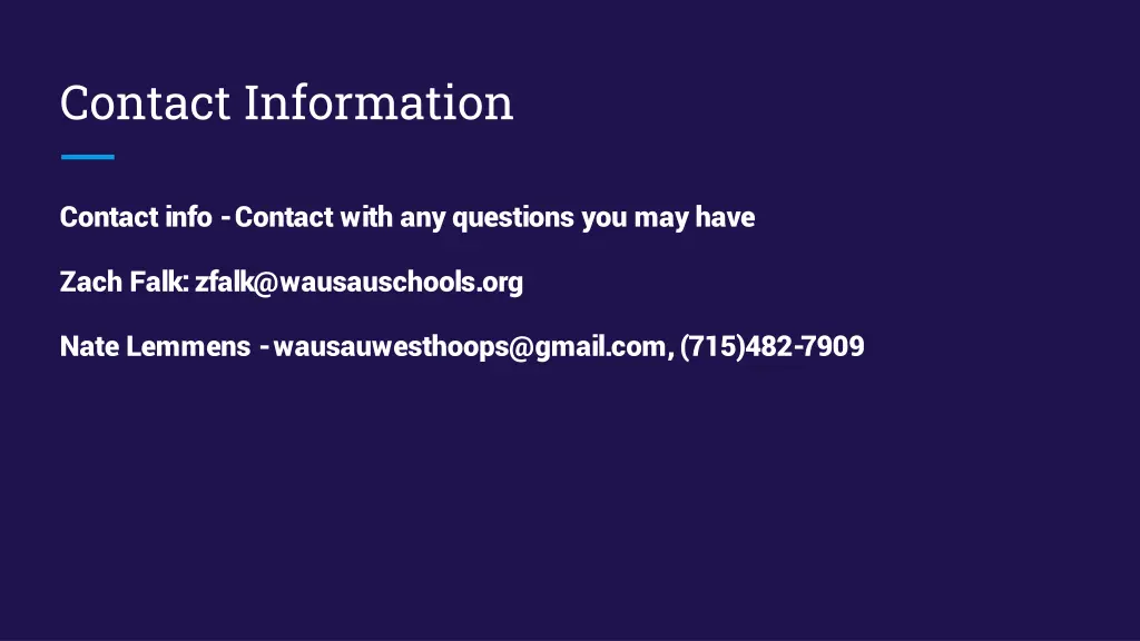 contact information