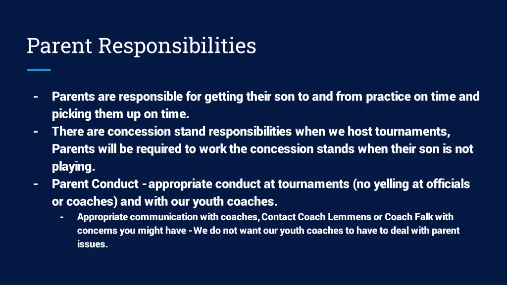 parent responsibilities