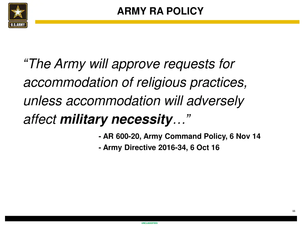 army ra policy