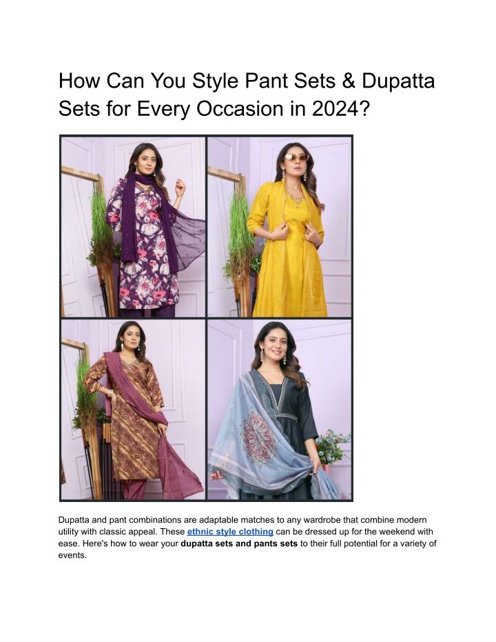 how can you style pant sets dupatta sets