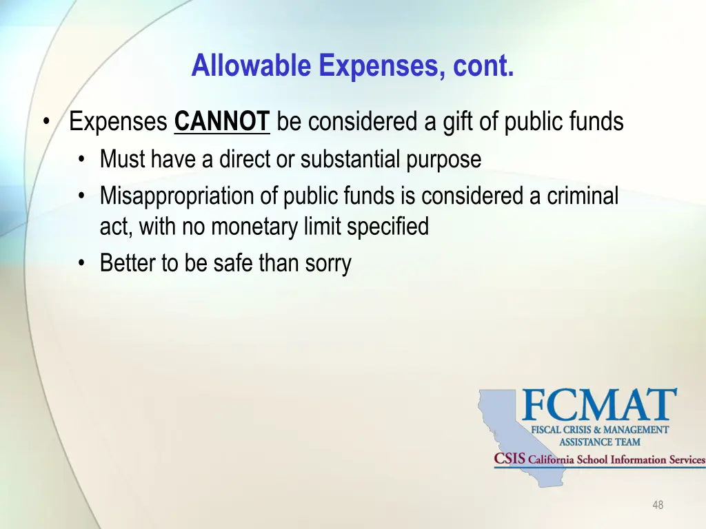 allowable expenses cont