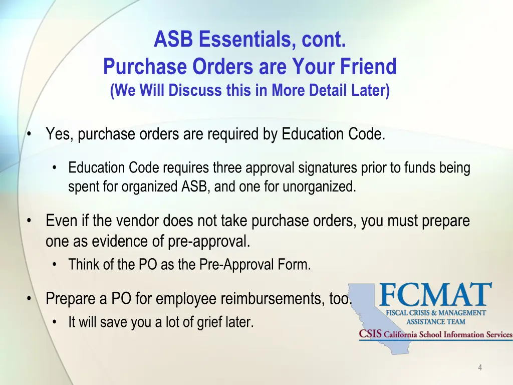 asb essentials cont purchase orders are your