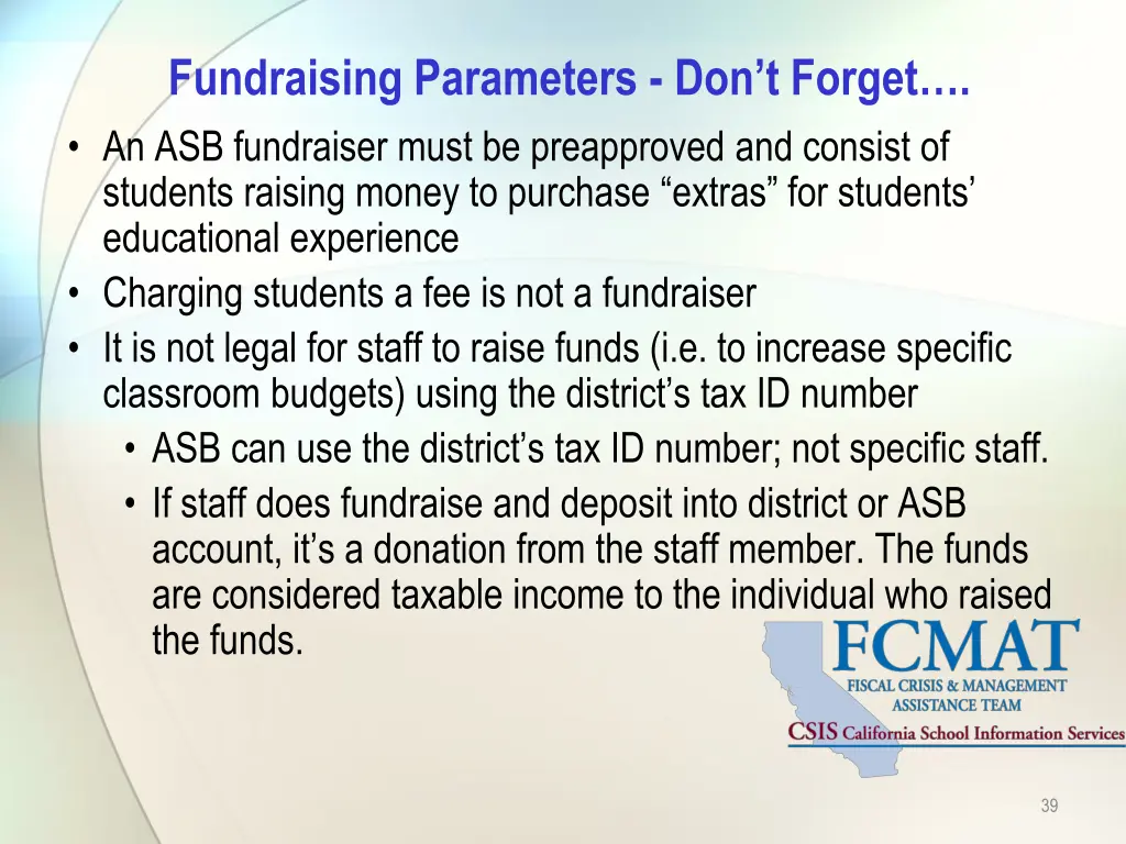 fundraising parameters don t forget