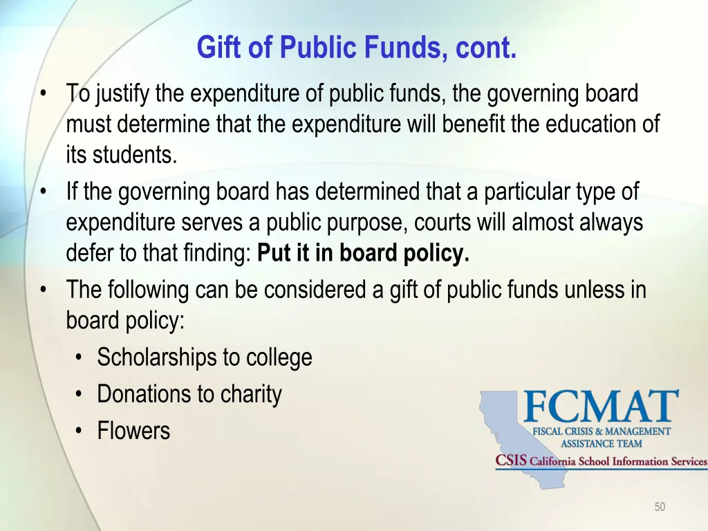 gift of public funds cont