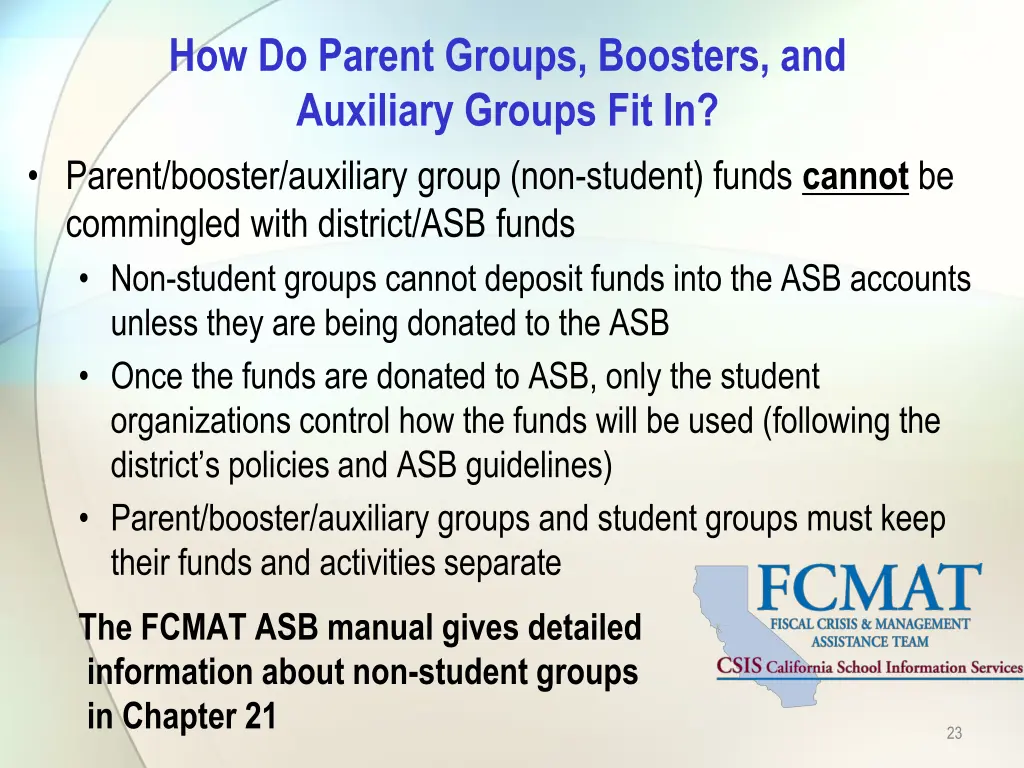 how do parent groups boosters and auxiliary