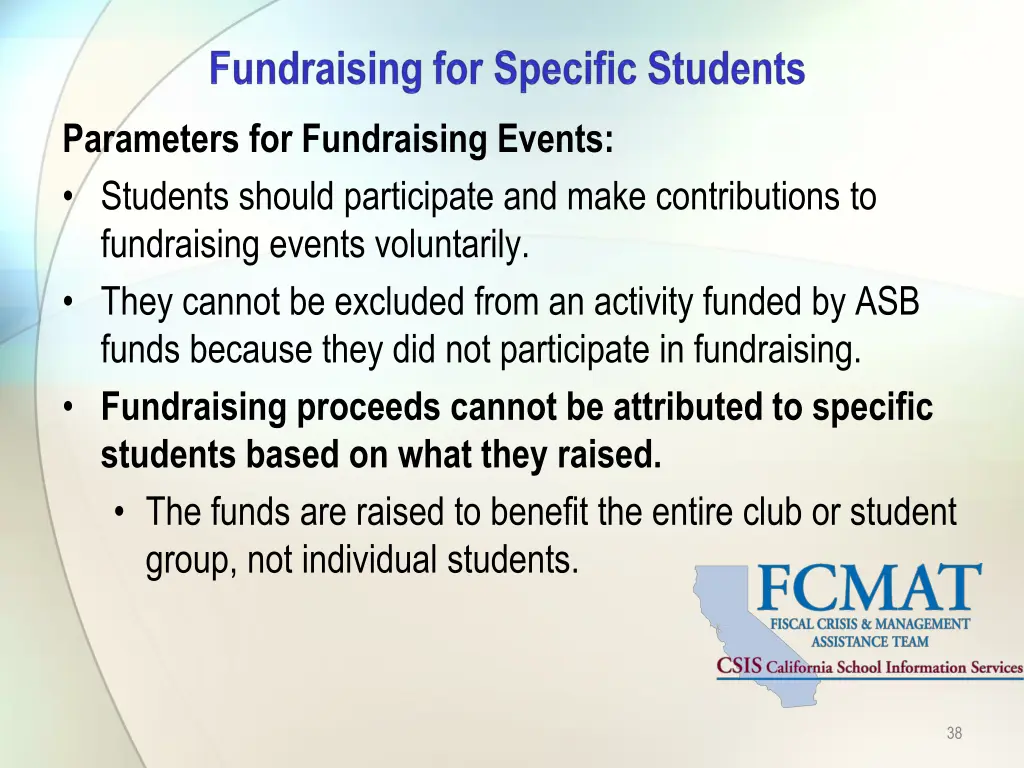 parameters for fundraising events students should