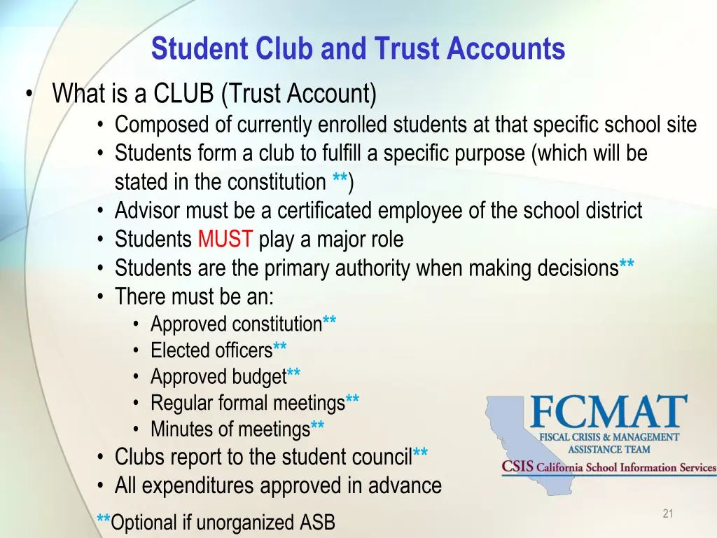 student club and trust accounts what is a club