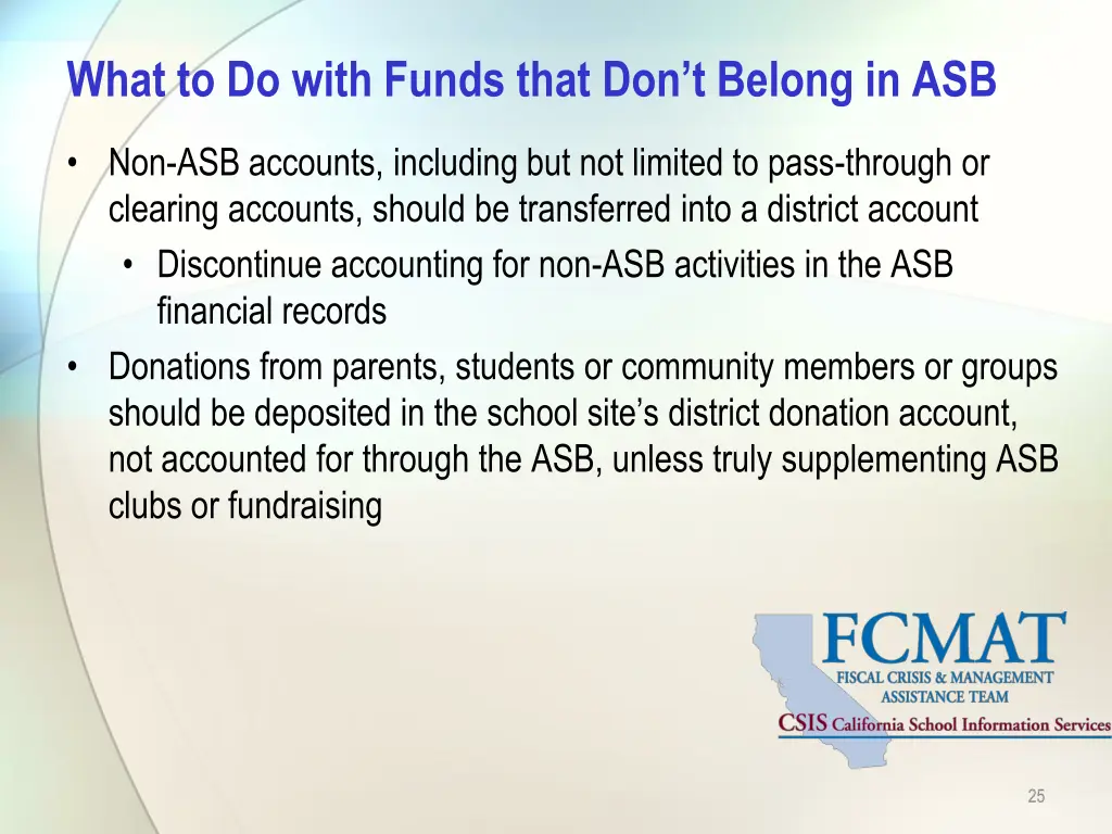 what to do with funds that don t belong in asb