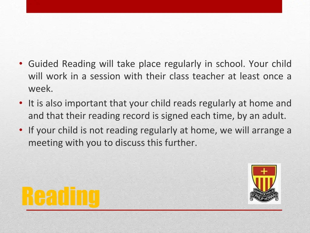 guided reading will take place regularly