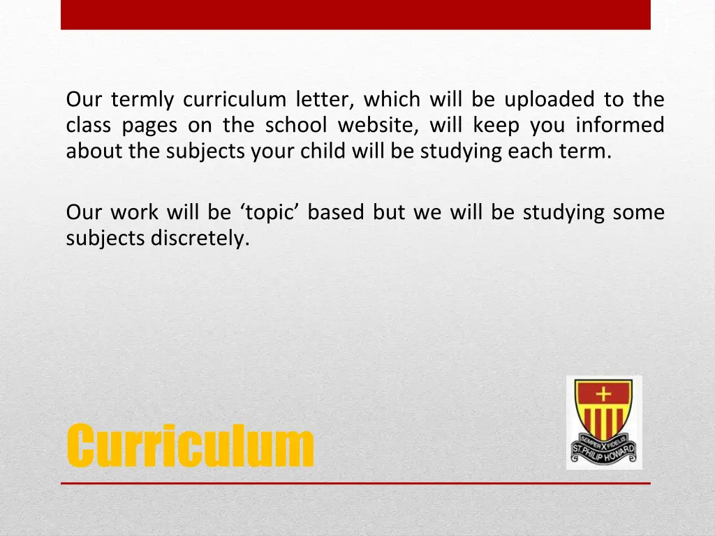 our termly curriculum letter which will