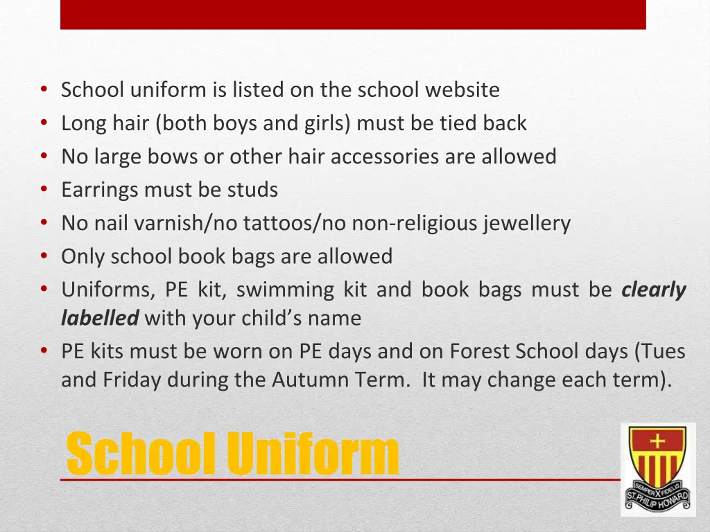 school uniform is listed on the school website