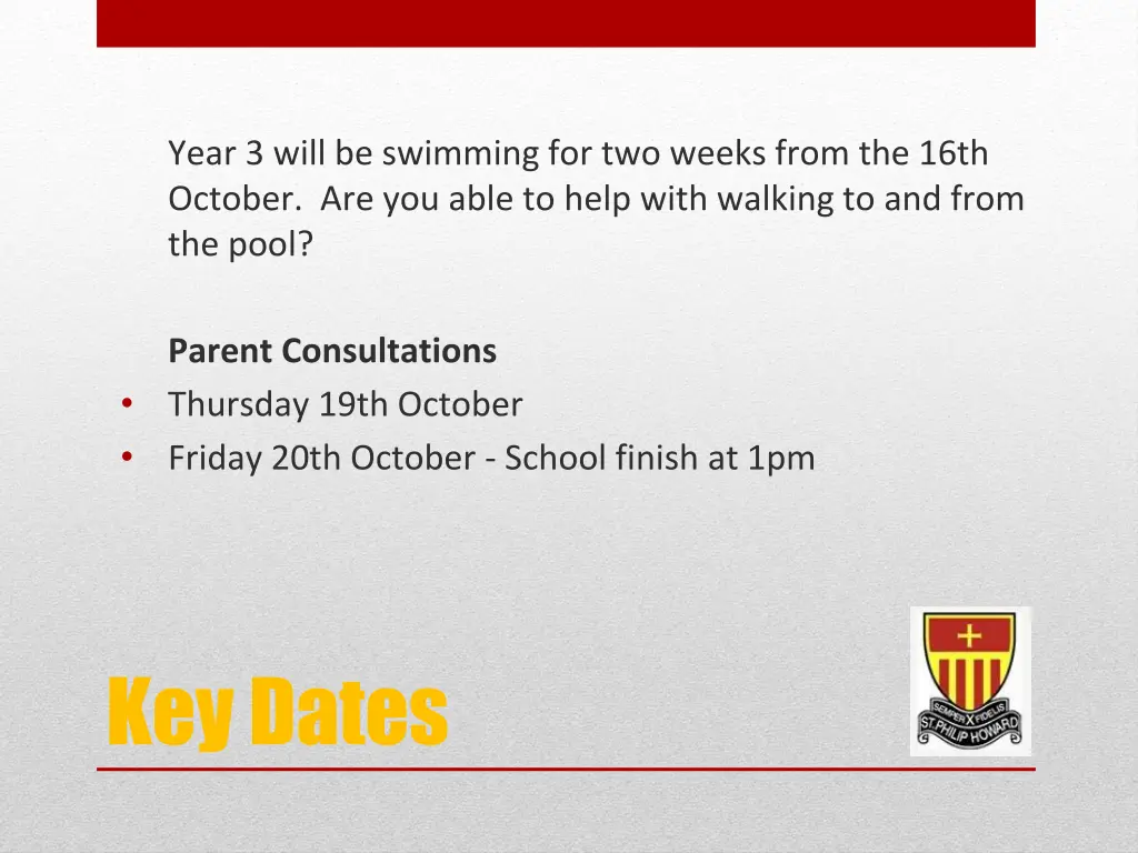 year 3 will be swimming for two weeks from