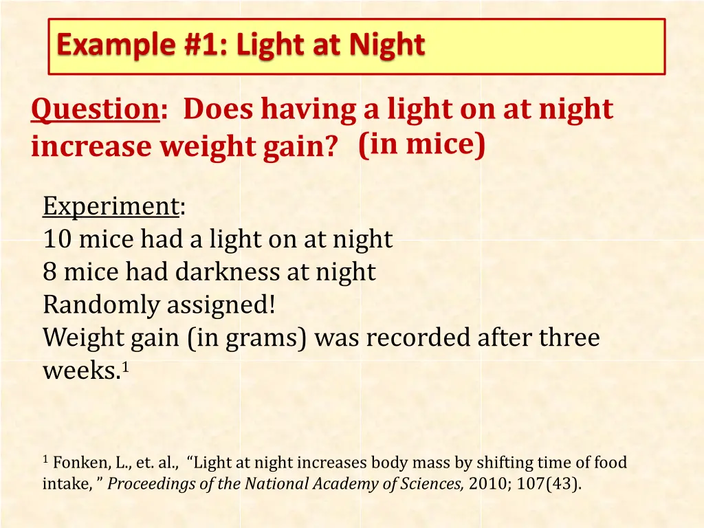 example 1 light at night