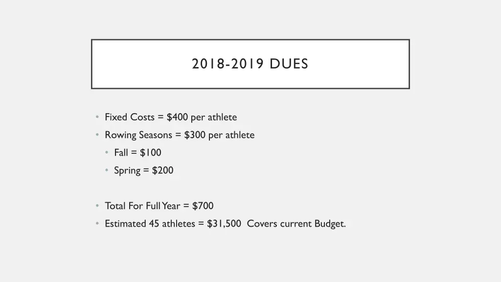 2018 2019 dues