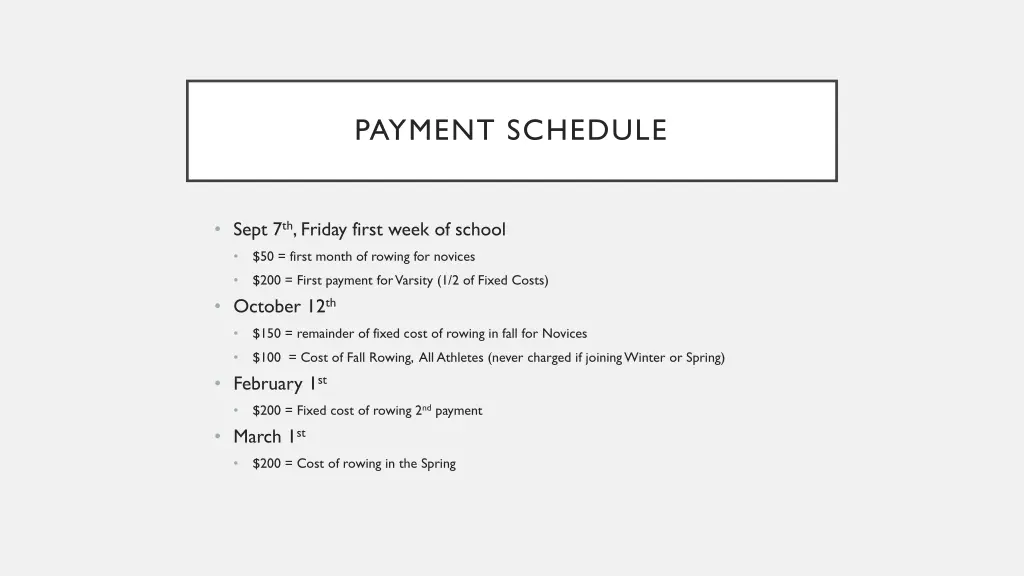 payment schedule