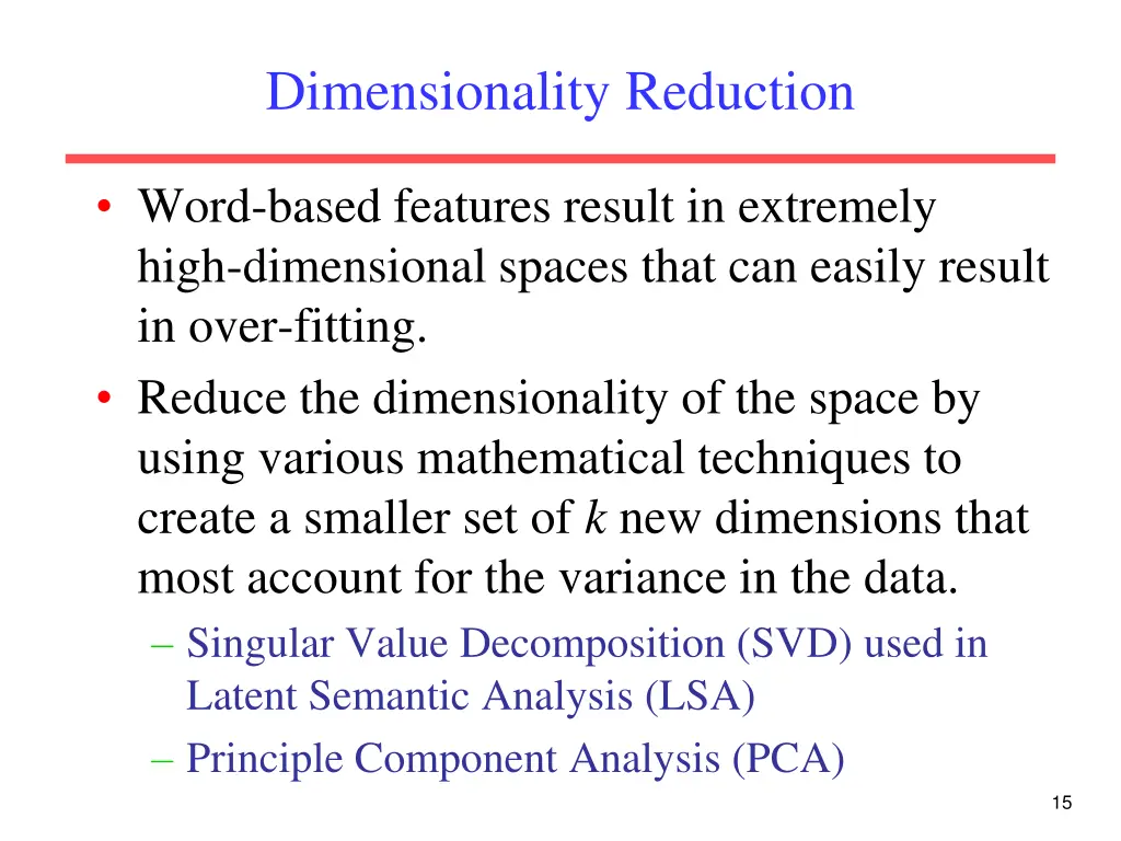 dimensionality reduction