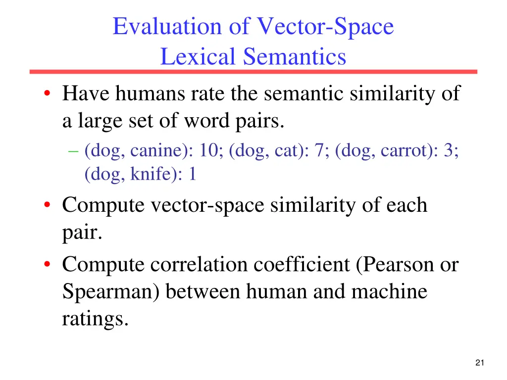 evaluation of vector space lexical semantics have