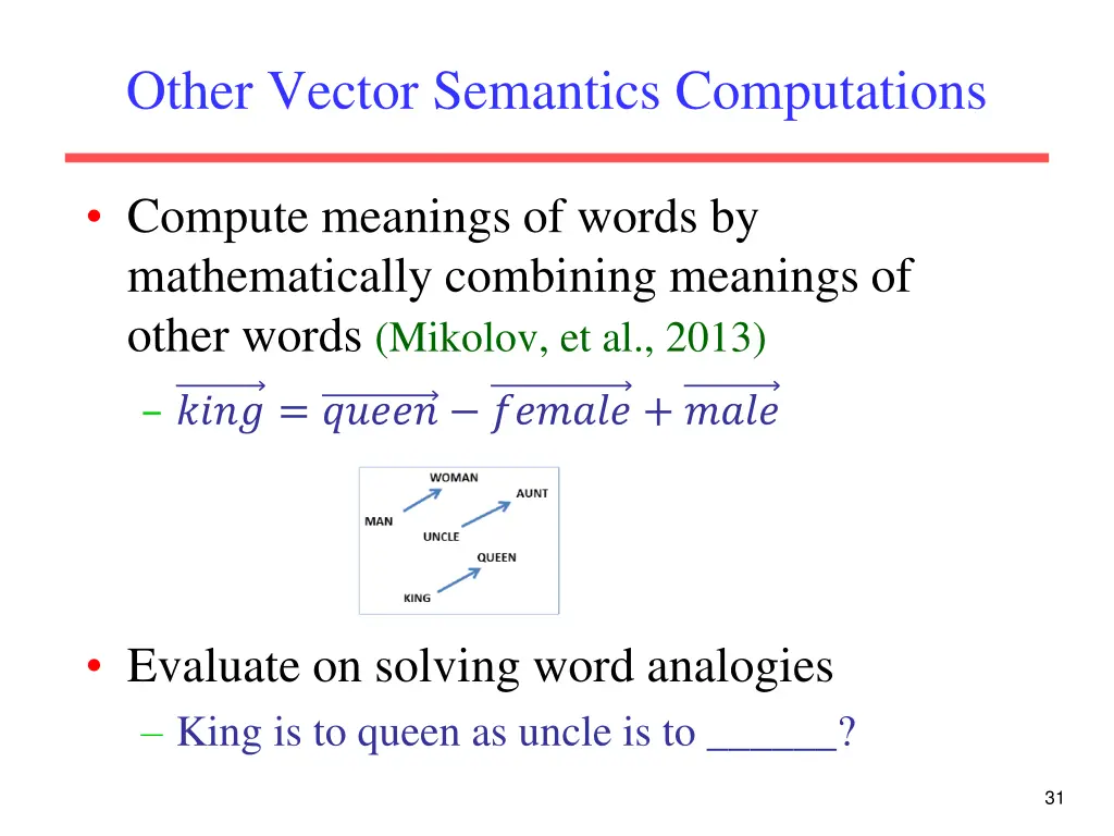 other vector semantics computations