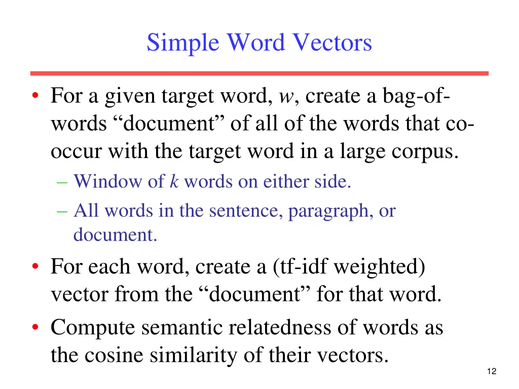 simple word vectors