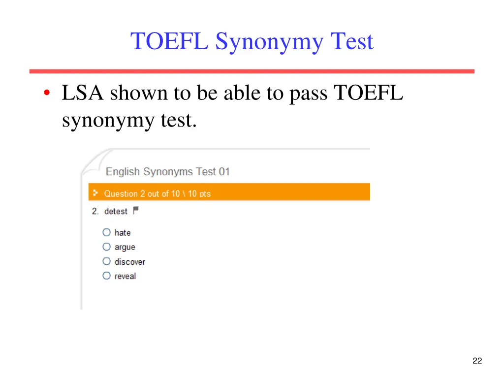 toefl synonymy test